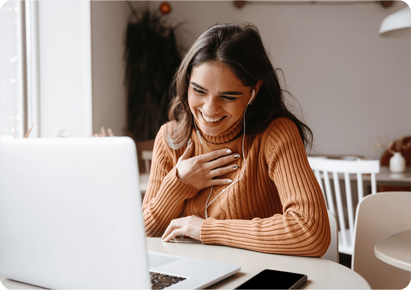 Woman Smiling Laptop